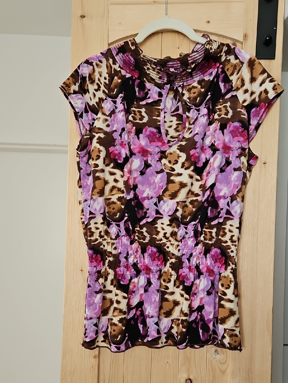Funky And Fab Keyhole Floral-Animal Print Top